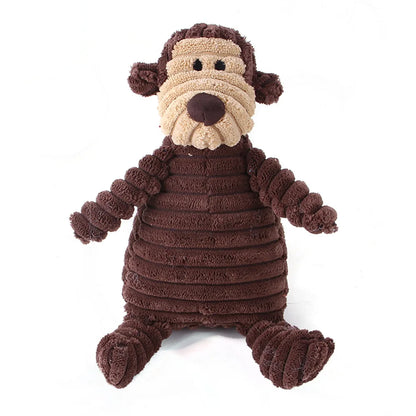Corduroy Animal Squeaky Dog Toy - Bite Resistant
