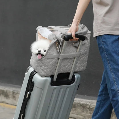 Portable Pet Carrier Tote Bag for Small Dogs & Cats — Breathable Mesh Handbag for Travel & Outdoor Use