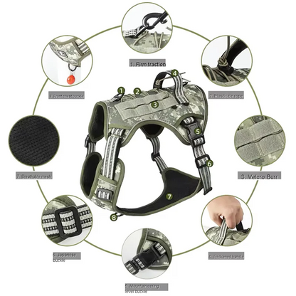No-Pull Reflective Tactical Dog Harness Vest