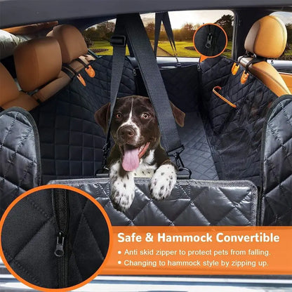 Dog Car Hammock Seat Cover | 100% Waterproof with Mesh Window, Side Zipper & Door Protector