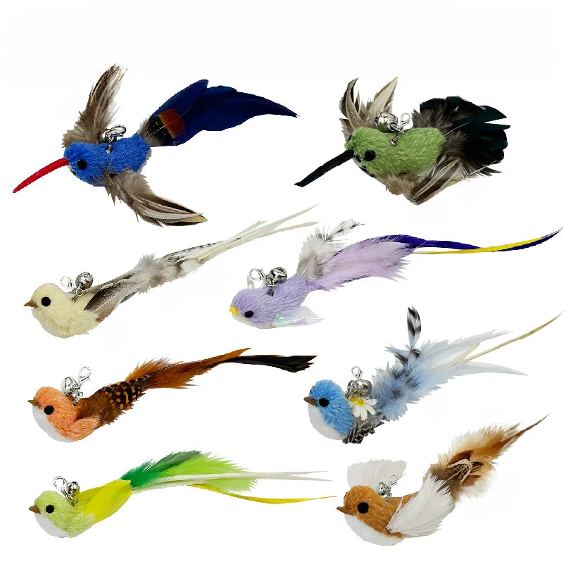 Interactive Bird Feather Wand Cat Toy with Bell - Teaser Stick for Kittens