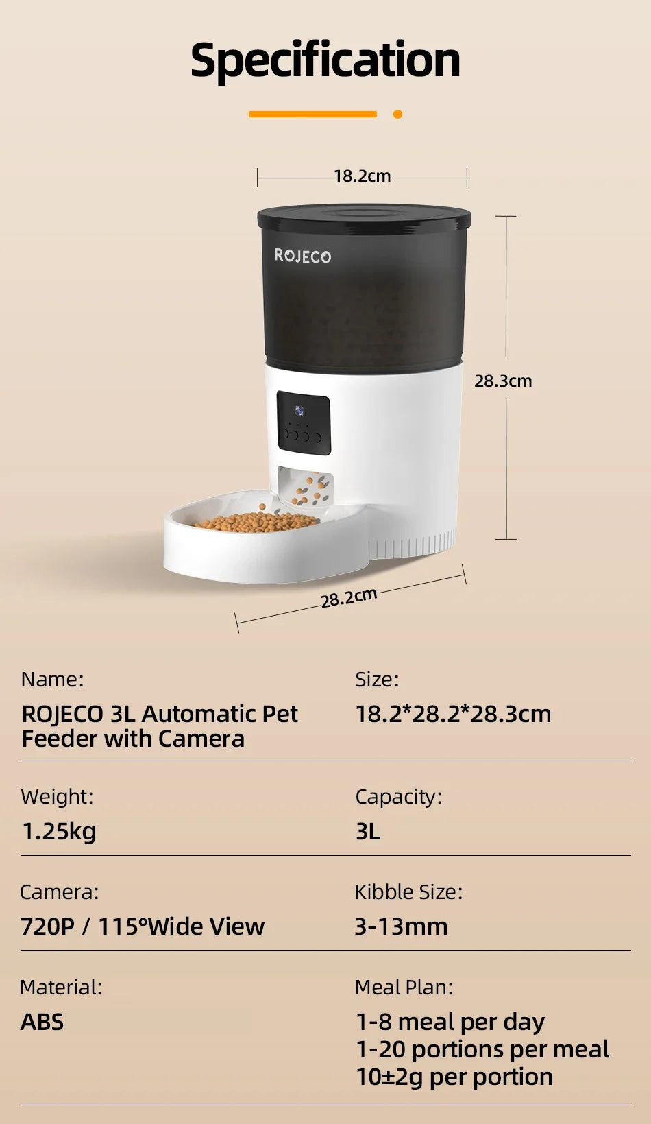 3L Smart Automatic Pet Feeder with HD Camera & WiFi