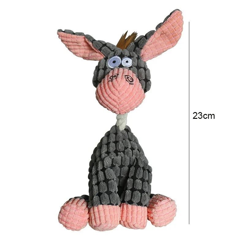 Donkey Shape Squeaky Plush Chew Toy for Dogs and Puppies