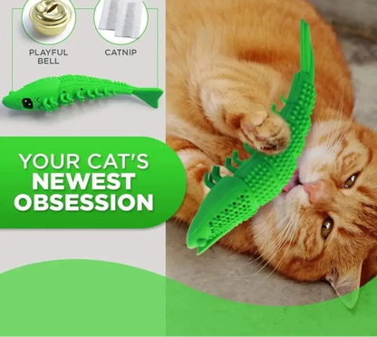 Interactive Cat Toothbrush Chew Toy - Durable Rubber Dental Care and Treat Dispenser