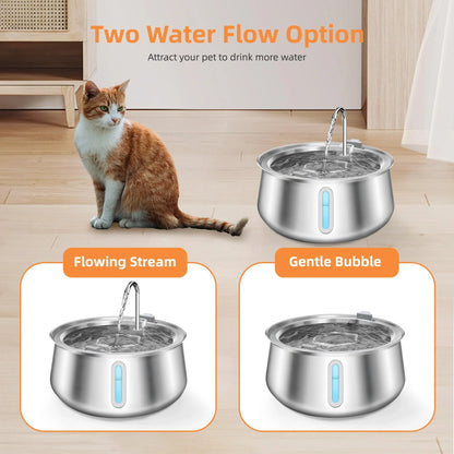 4L Stainless Steel Cat & Dog Water Fountain — Ultra-Quiet Pump for Multiple Pets
