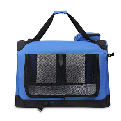 Foldable Soft Pet Crate & Travel Carrier with Mat — 3 Doors