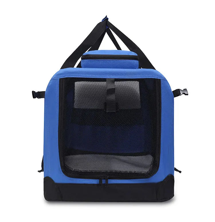 Foldable Soft Pet Crate & Travel Carrier with Mat — 3 Doors