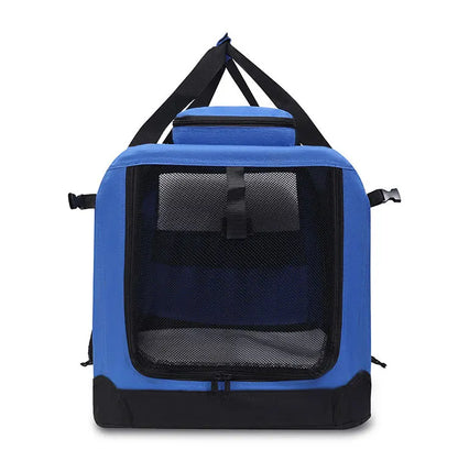 Foldable Soft Pet Crate & Travel Carrier with Mat — 3 Doors