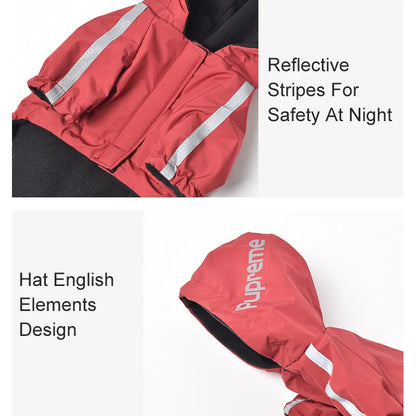 Waterproof Hooded Dog Jacket with Reflective Trim