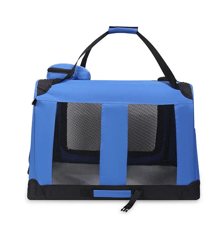 Foldable Soft Pet Crate & Travel Carrier with Mat — 3 Doors