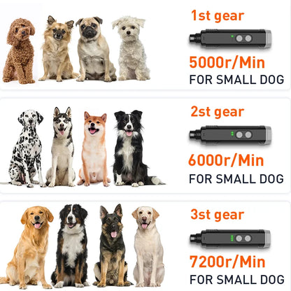 Electric Pet Nail Grinder with LED Light - Rechargeable Grooming Tool