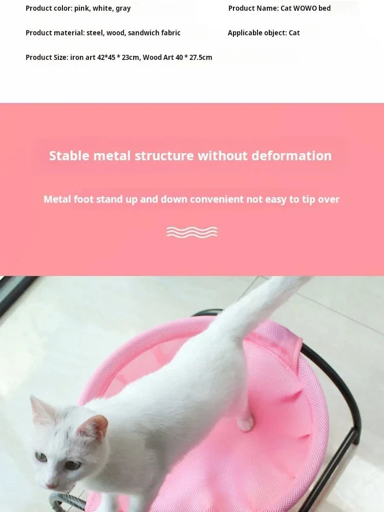 Elevated Pet Hammock Bed - Free-Standing Metal Frame with Breathable Fabric
