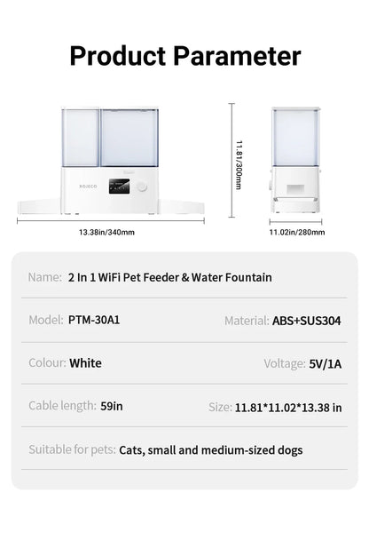 2-in-1 Automatic Pet Feeder & Water Fountain — 8.5L WiFi Smart Dispenser for Cats & Dogs