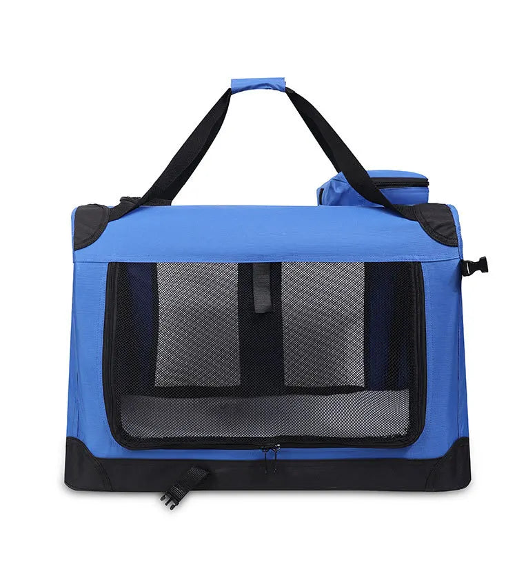 Foldable Soft Pet Crate & Travel Carrier with Mat — 3 Doors