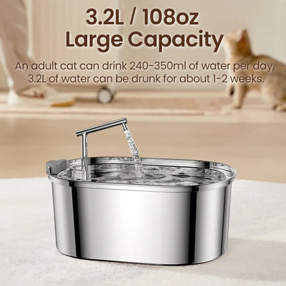 Premium Stainless Steel Cat Water Fountain with Automatic Flow System