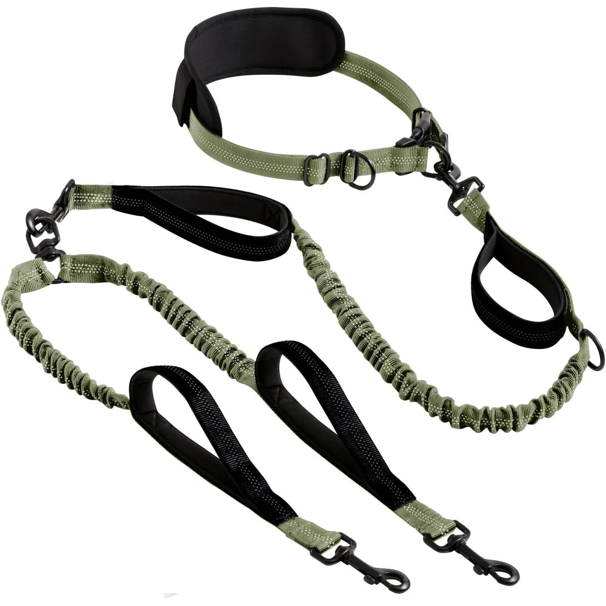 Double Dog Leash with Elastic Shock Absorber