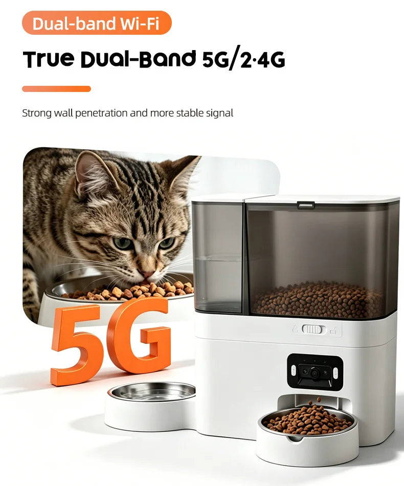 5L+3L Smart Automatic Pet Feeder with Camera & Water Dispenser