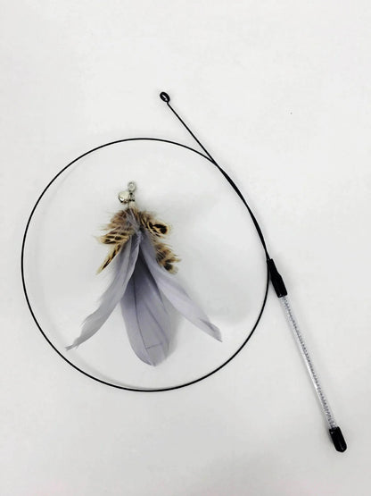 Interactive Feather Wand Cat Toy - Wire Teaser Stick for Kittens