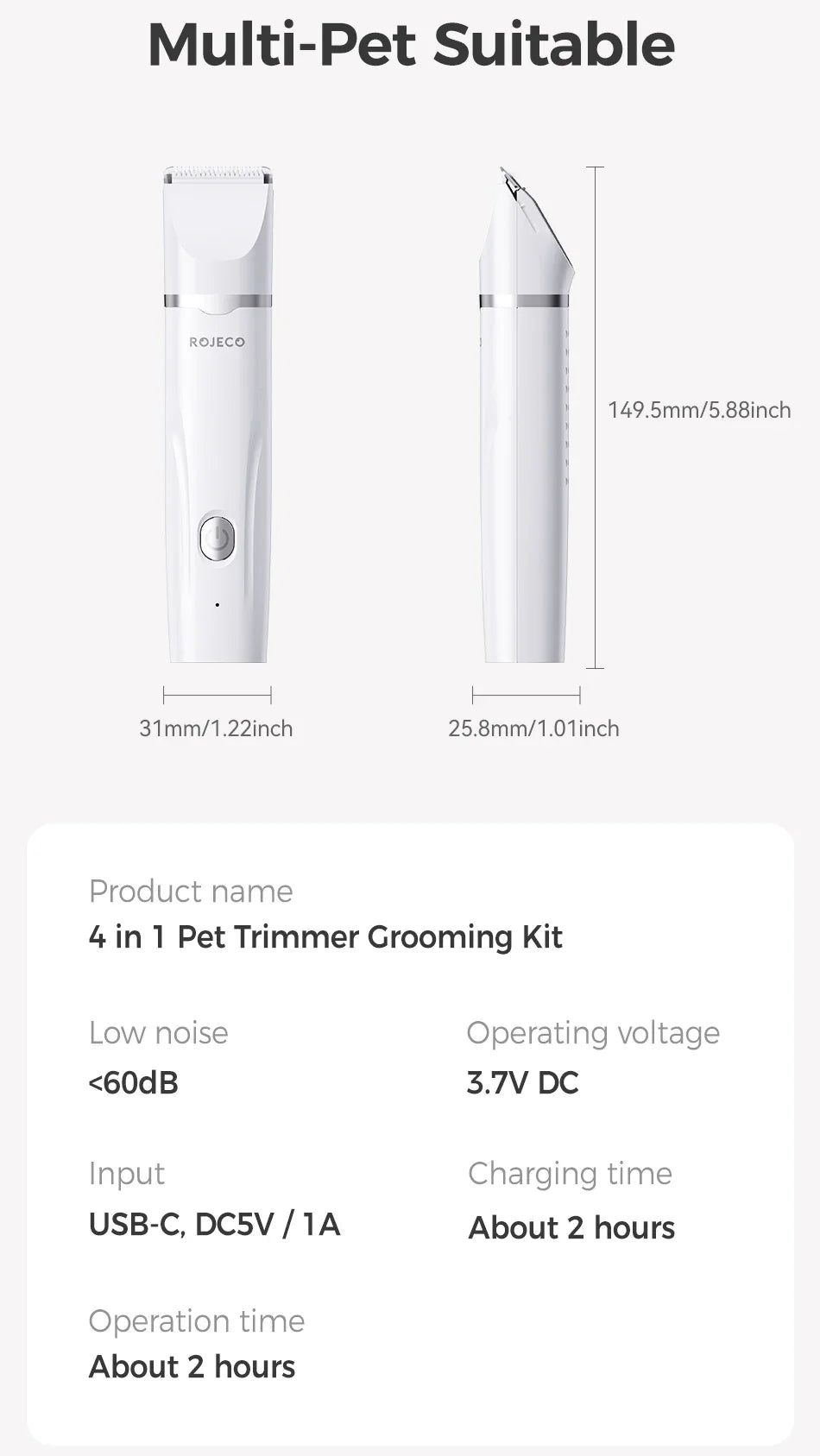 4-in-1 Electric Pet Grooming Clipper Kit