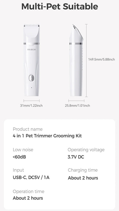 4-in-1 Electric Pet Grooming Kit for Dogs & Cats