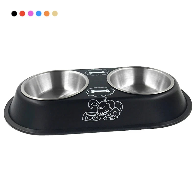 Stainless Steel Double Bowl Feeding Station for Dogs & Cats