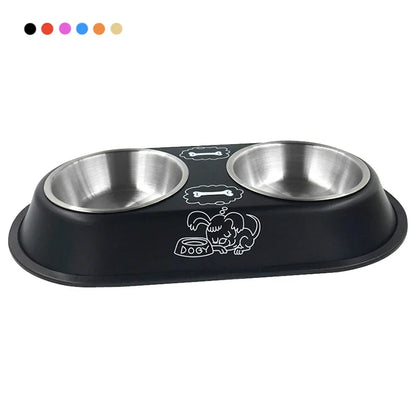 Stainless Steel Double Bowl Feeding Station for Dogs & Cats