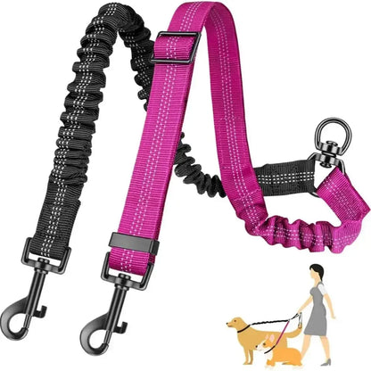 16ft Dual Dog Leash with Shock Absorbing Bungee