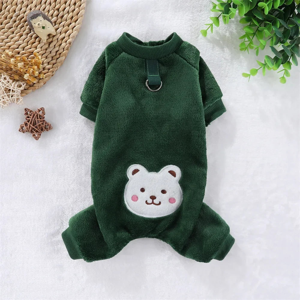 Soft Fleece Jumpsuit with Leash Ring for Small, Medium & Large Dogs & Cats