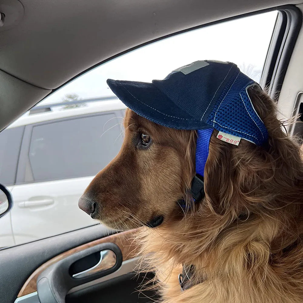 Dog Baseball Cap with Ear Holes - Adjustable Sunscreen Hat for Small and Large Dogs