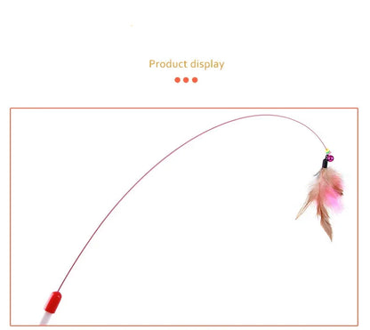Interactive Feather Wand Cat Toy - Wire Teaser Stick for Kittens