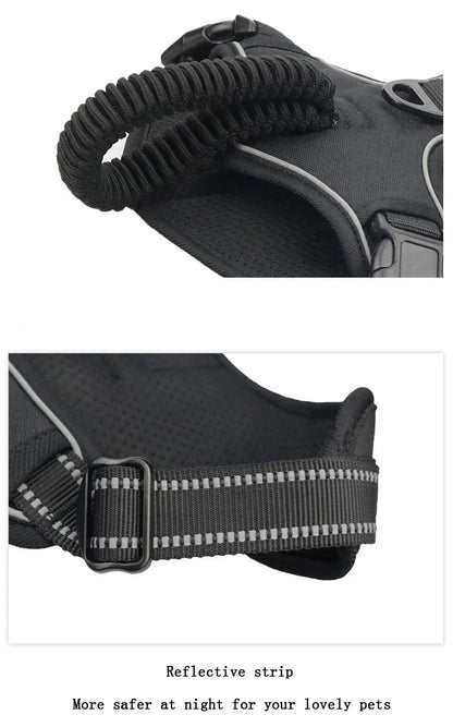No-Pull Reflective Nylon Dog Harness for Strong Pullers