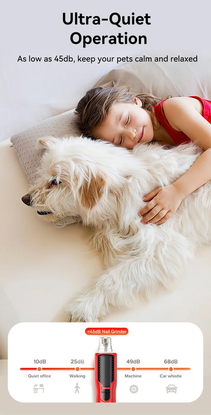 Electric Pet Nail Grinder with LED Light - Rechargeable Dog Cat Claw Trimmer