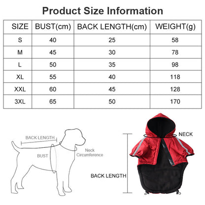 Waterproof Hooded Dog Jacket with Reflective Trim