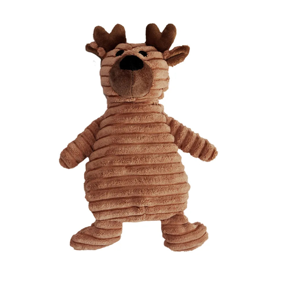 Corduroy Animal Squeaky Dog Toy - Bite Resistant