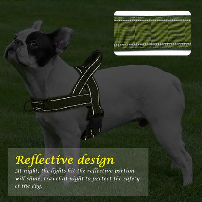 Tactical No-Pull Dog Harness - Reflective Nylon Vest for Training