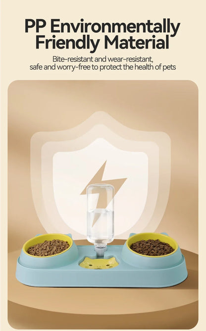 3-in-1 Pet Bowl Set with Automatic Water Dispenser and Dual Feeding System