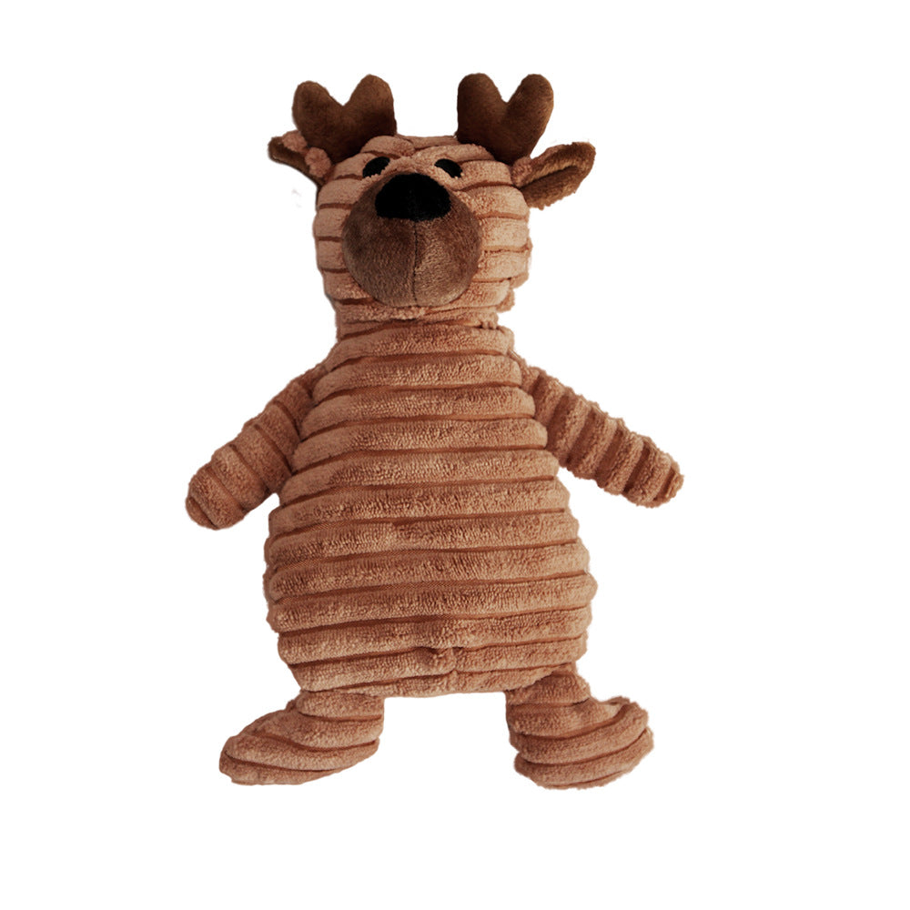 Corduroy Animal Squeaky Dog Toy - Bite Resistant
