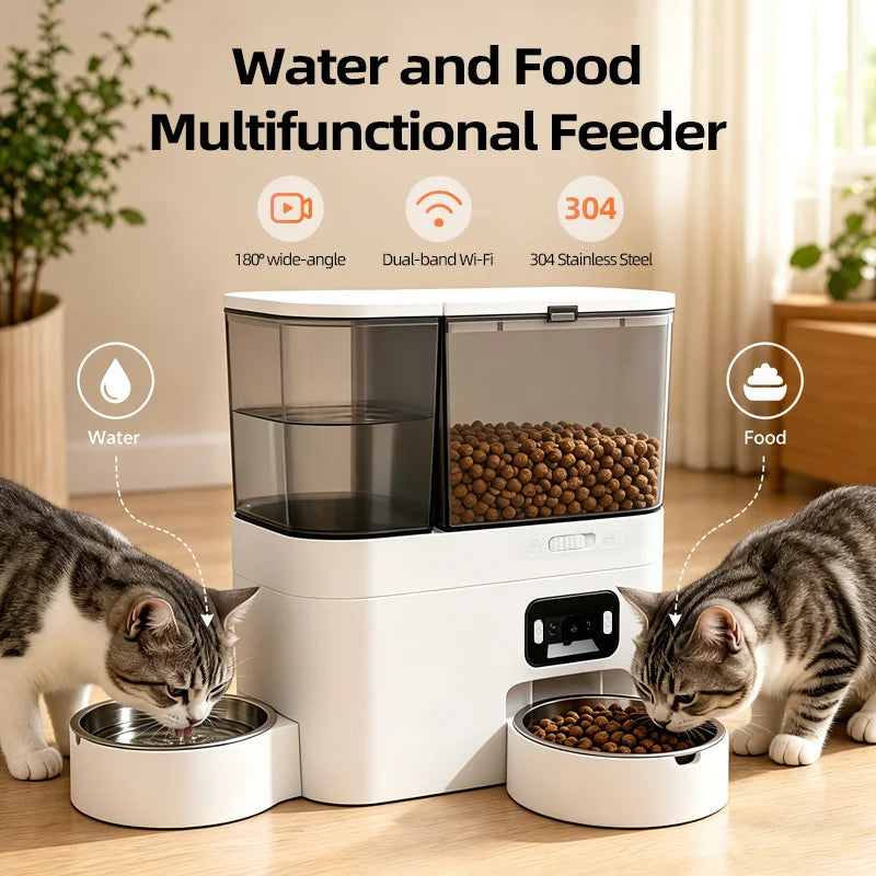 Smart All-in-One Pet Feeder & Water Dispenser with HD Camera & WiFi App Control