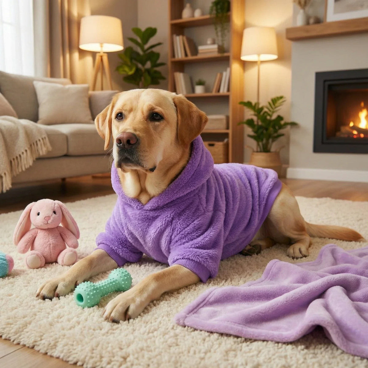 Plush Fleece Dog Hoodie | Soft Warm Winter Outdoor Coat for Medium & Large Dogs
