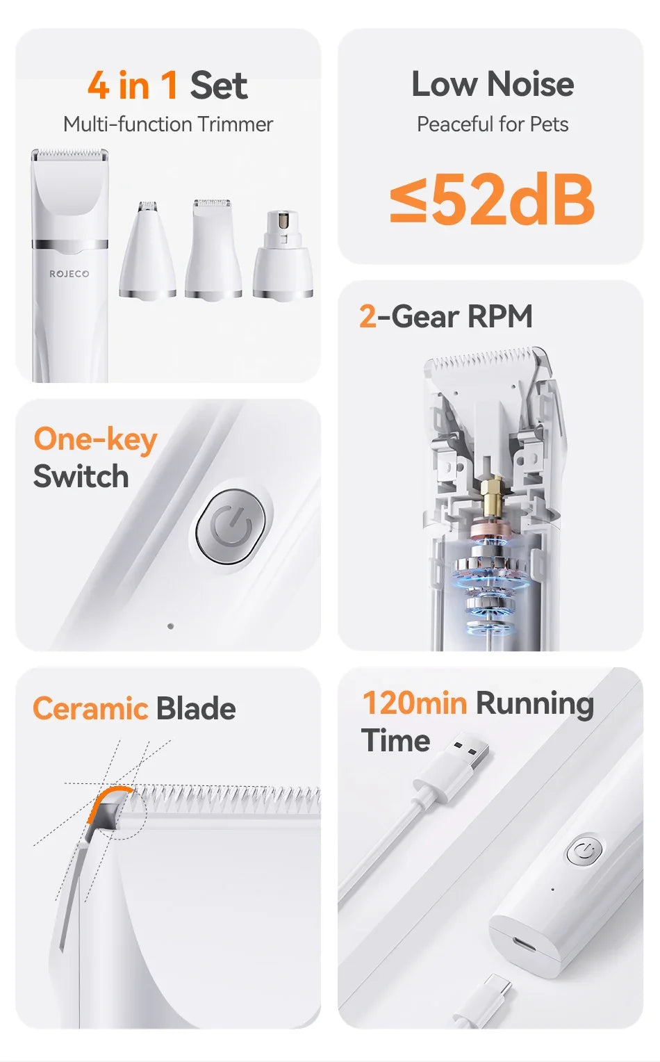 4-in-1 Electric Pet Grooming Clipper Kit