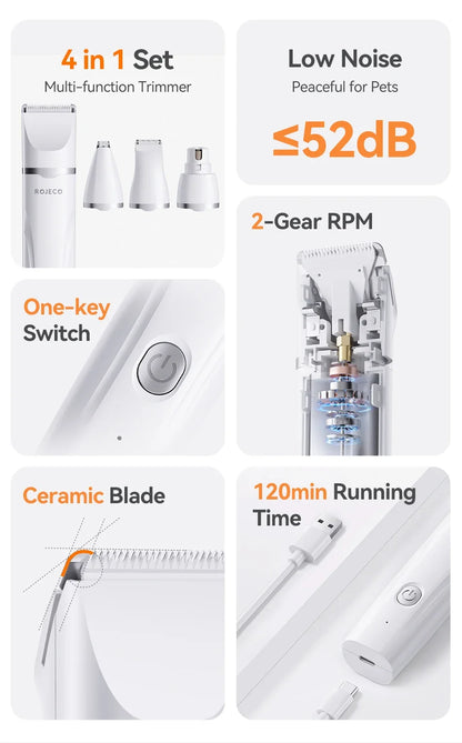 4-in-1 Electric Pet Grooming Clipper Kit