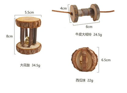 Wooden Molar & Play Toy Set for Small Pets